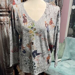 Inoah Gray V-Neck Sweater